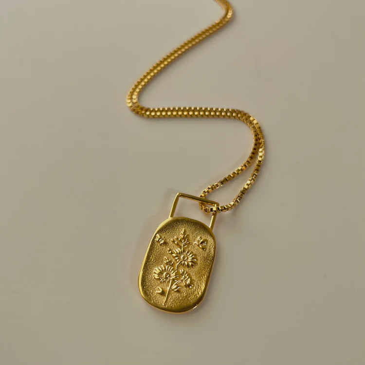 Namaste bloom affirmation gold necklace
