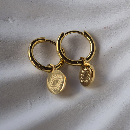 Amara - Stainless Steel - Hoop Huggie Earring- Gold