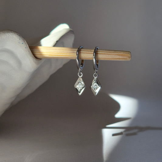 Two Sterling Silver Aster Earrings with plain backgroun