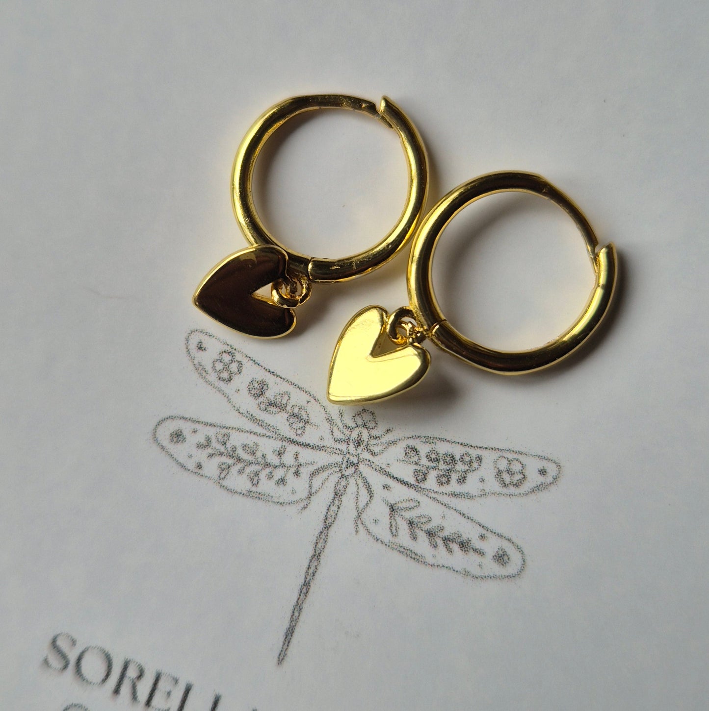 RETURNING SOON - Zoe - Sterling Silver - Heart Huggie - Gold - Silver