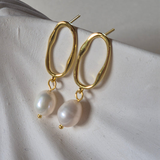 Sorella of May Alba pearl and gold drop earring