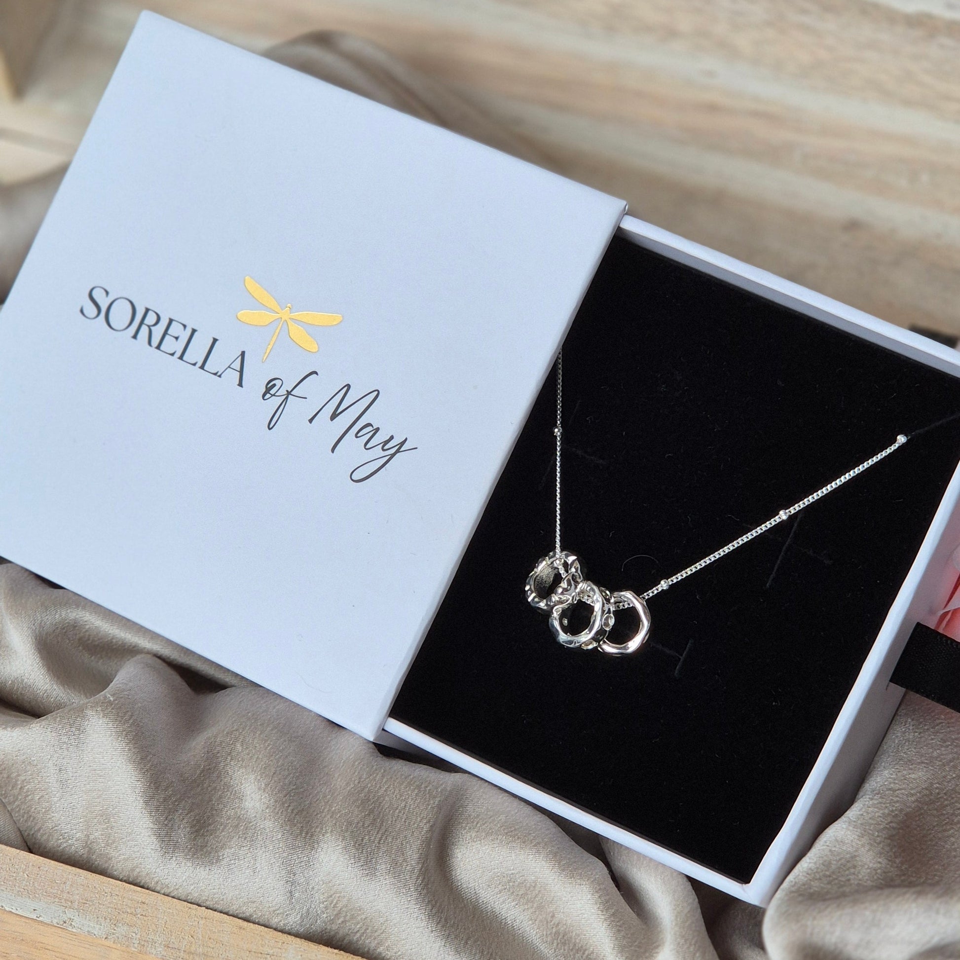 Sorella of May Silver Eden necklace in our signature keepsake box 