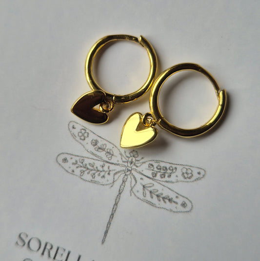 RETURNING SOON - Zoe - Sterling Silver - Heart Huggie - Gold - Silver