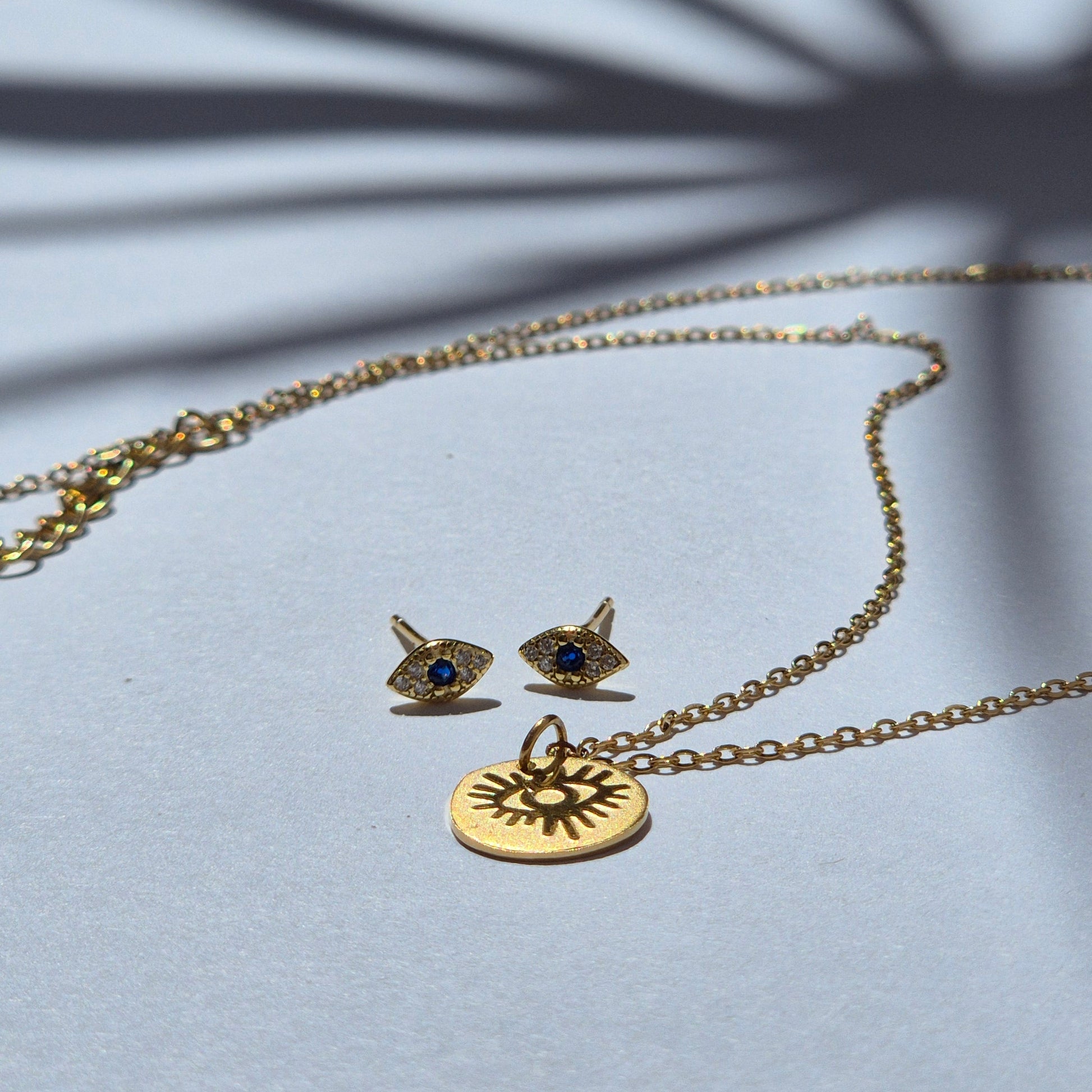 Pair of Sorella of May gold Edme studs and Ayla Necklace